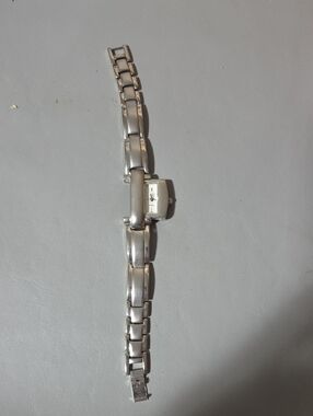 Silver Tone Bracelet Hidden Watch - Rectangular Dial